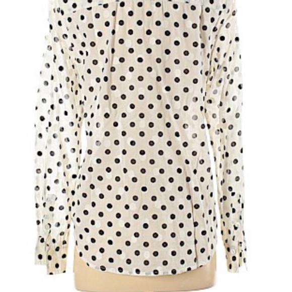 J Crew Factory Jacquard Polka Dot Blouse - Picture 2 of 10